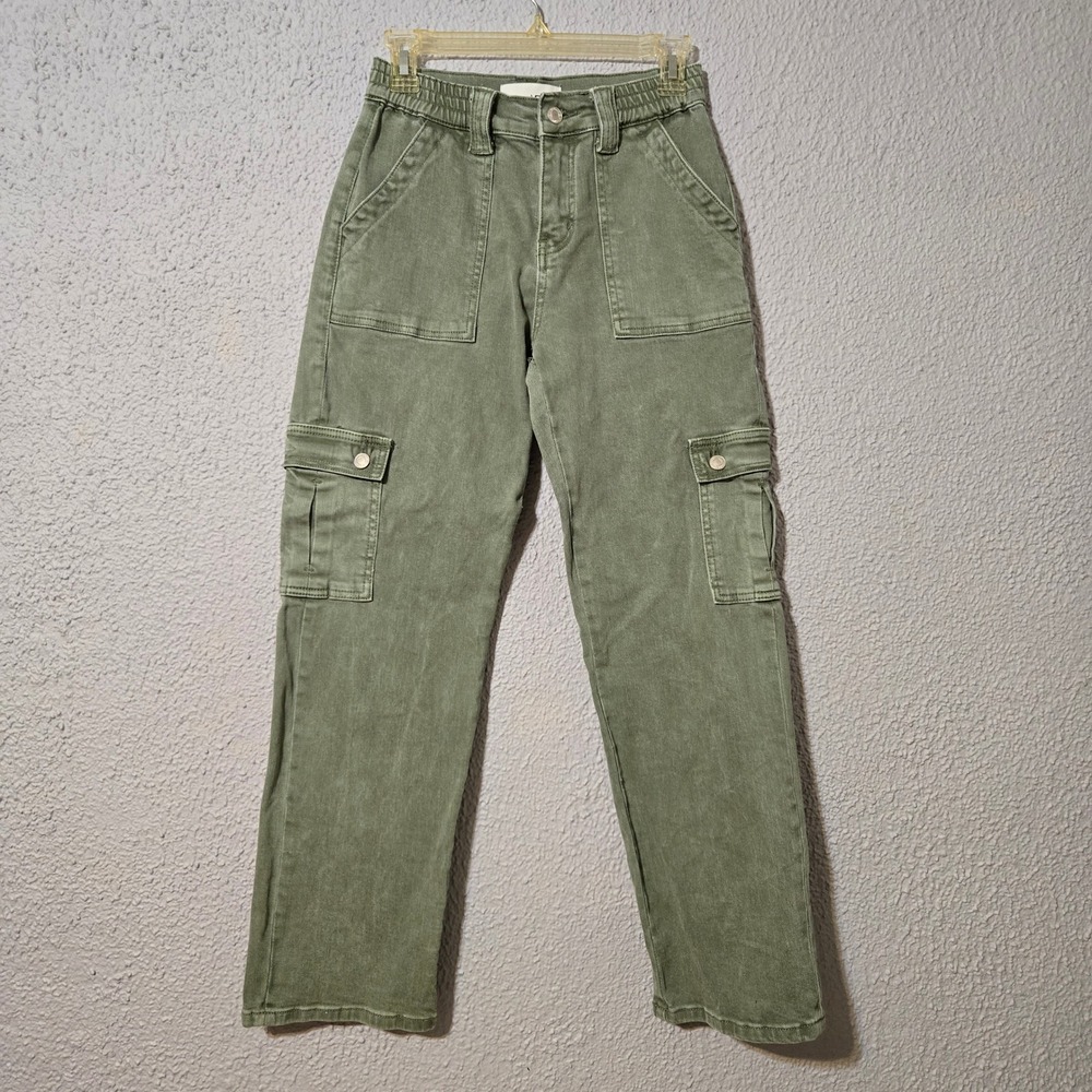 Vervet High Rise Y2K Cargo Pants 25 Olive Green Straight Leg Gorpcore Utility
